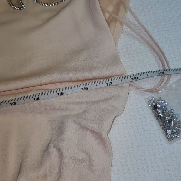 Badgley Mischka Collection Embellished Sheer Blush Maxi Event Lined Sz. 4 Dress - Picture 13 of 15